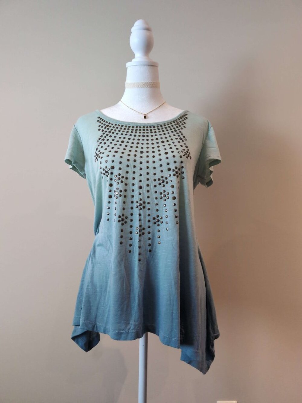 Y2K Studded Turquoise/Blue Gradient Blouse